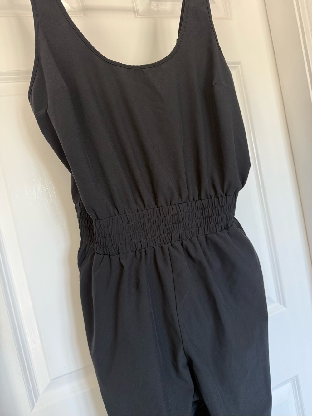 Abercrombie & Fitch Black Traveler Sleeveless Smocked-Waist Jumpsuit - Picture 3 of 12